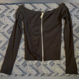 Missguided off the shoulder top with front zipper